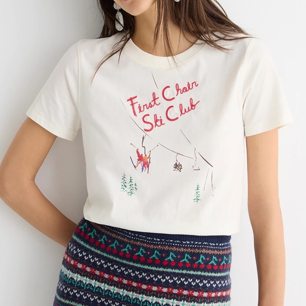 J.Crew FIRST CHAIR SKI LIFT T-Shirt Cotton